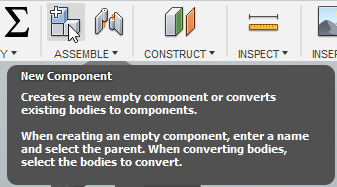 New Component button from Fusion 360