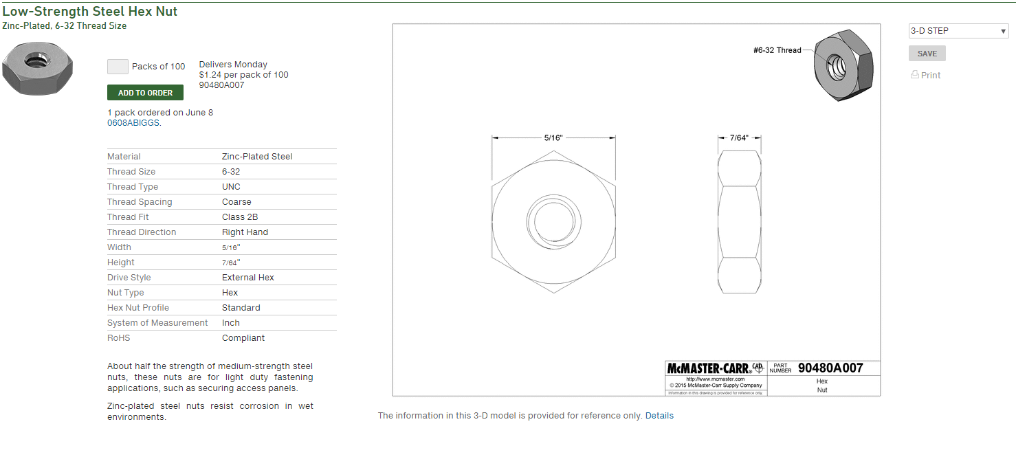 Screenshot of the McMaster-Carr download page