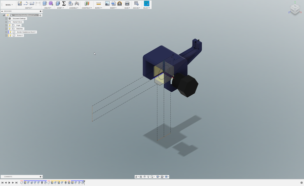 Image of a part being designed in Fusion 360
